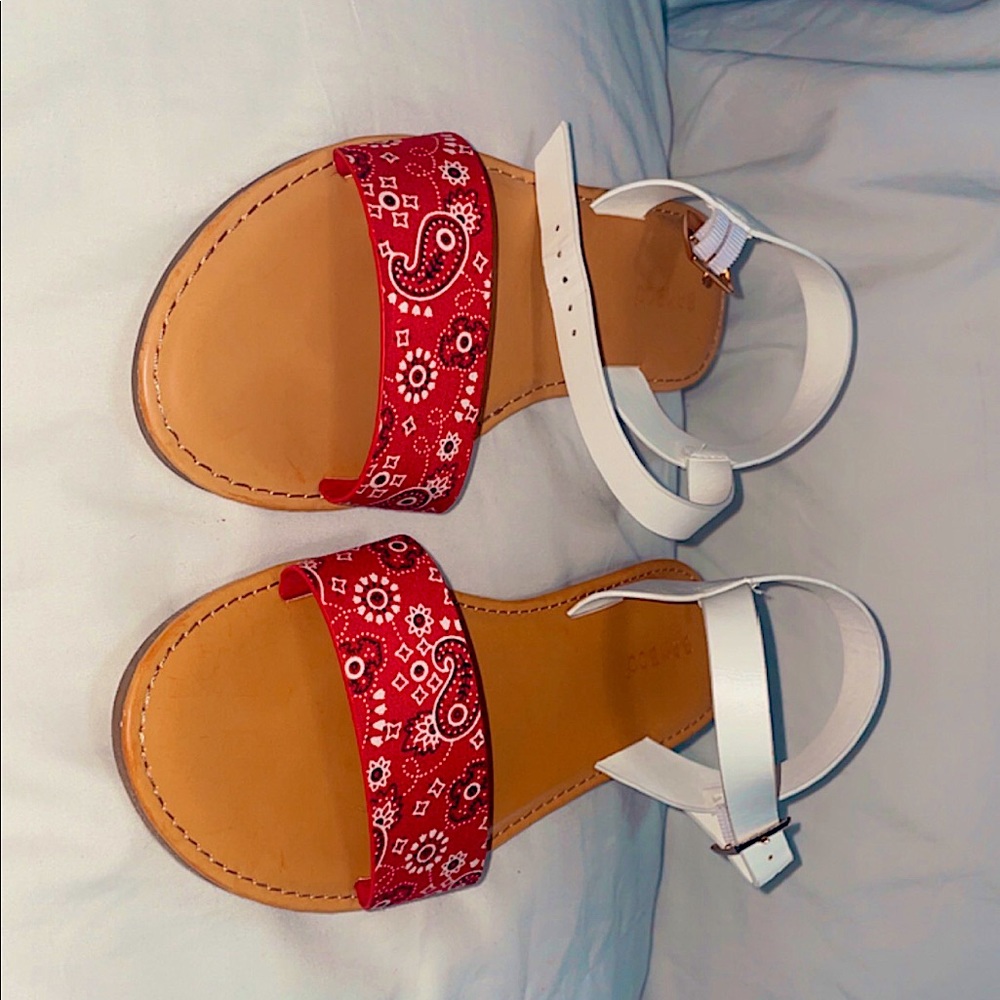 Cute red and white sandals very soft material never been worn. No return
